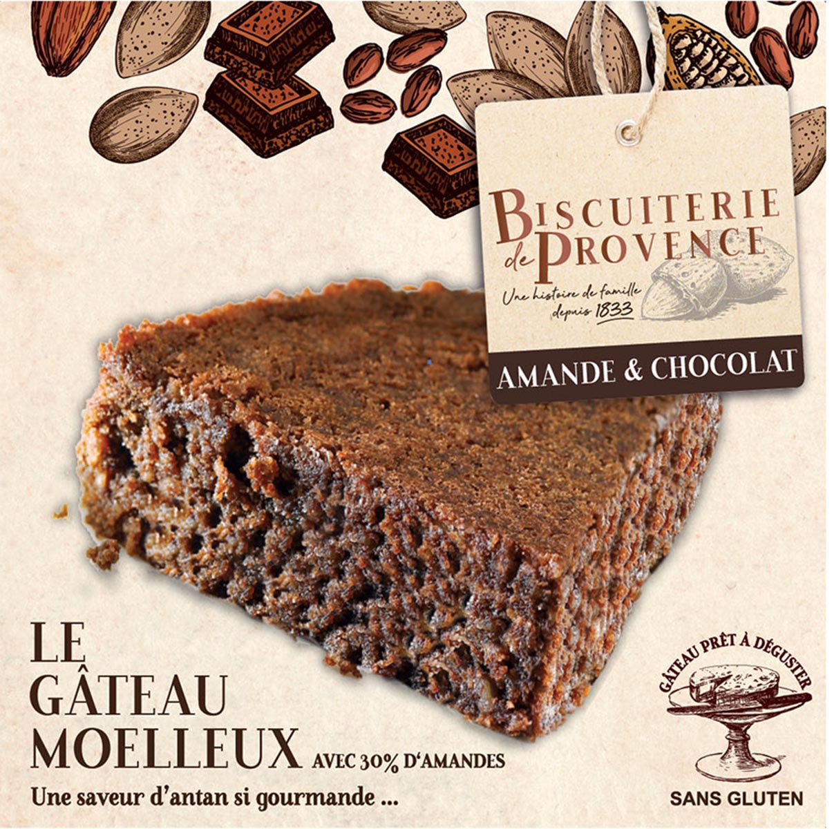 Délice de l'Amandier Chocolate, Mandelkuchen mit Kakao, 240g