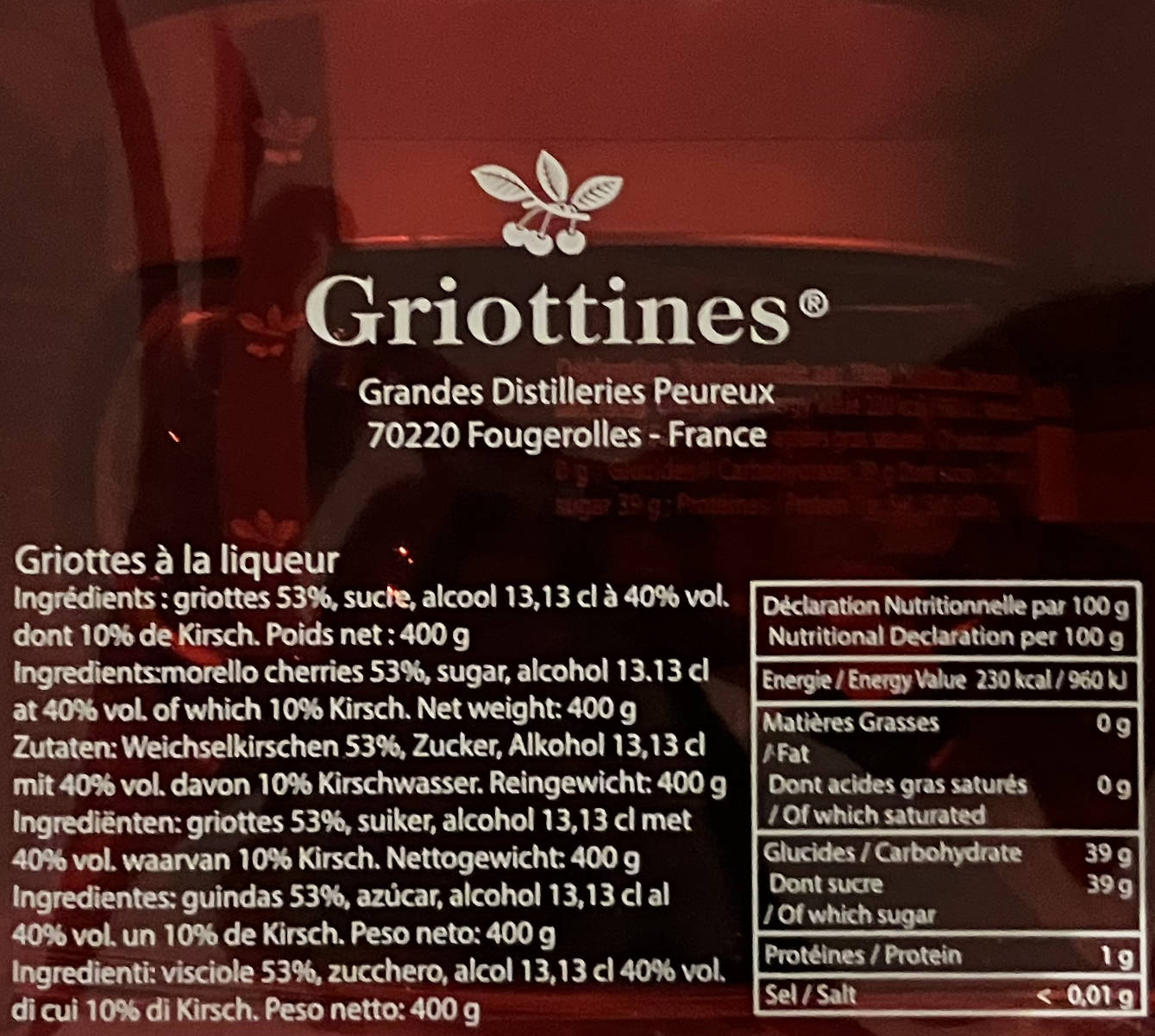 Griottines originales, eingelegte Sauerkirschen